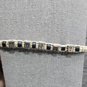 💥50% sale💥WWJD Rope Black and Silver Bead Bracelet/Anklet #1434